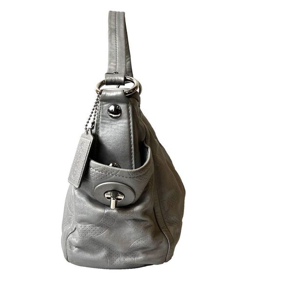 Coach B0971-13622 Gray Pebble Leather Silver Hardware Hobo Shoulder Monogram Bag - Picture 4 of 15